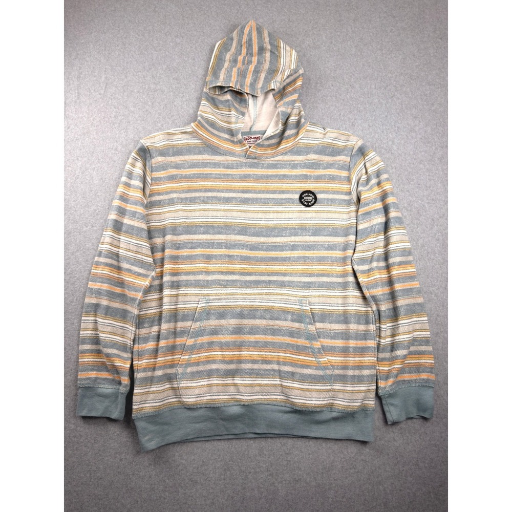 Ron Jon Surf Shop Mens Striped Pullover Hoodie Blue Orange White 2229-M M